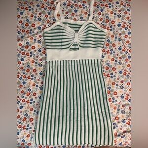 SHEIN Green and White Striped Dress